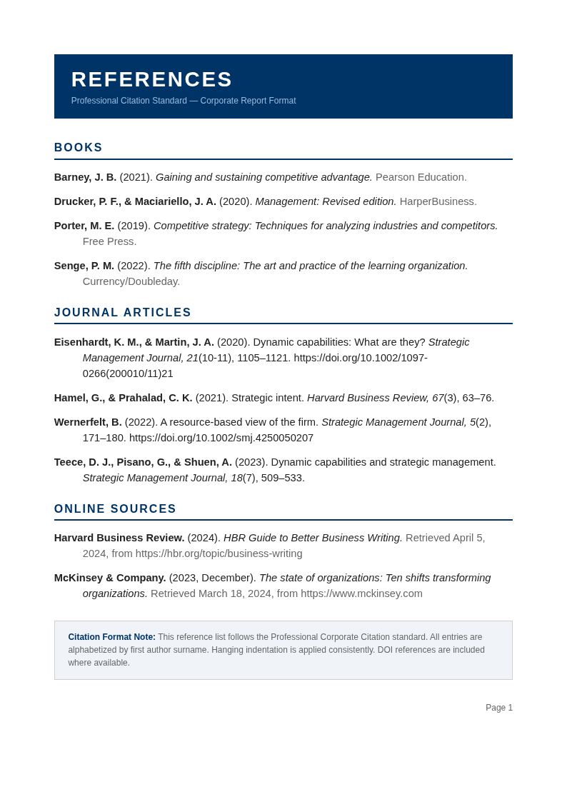 Professional Corporate Citation